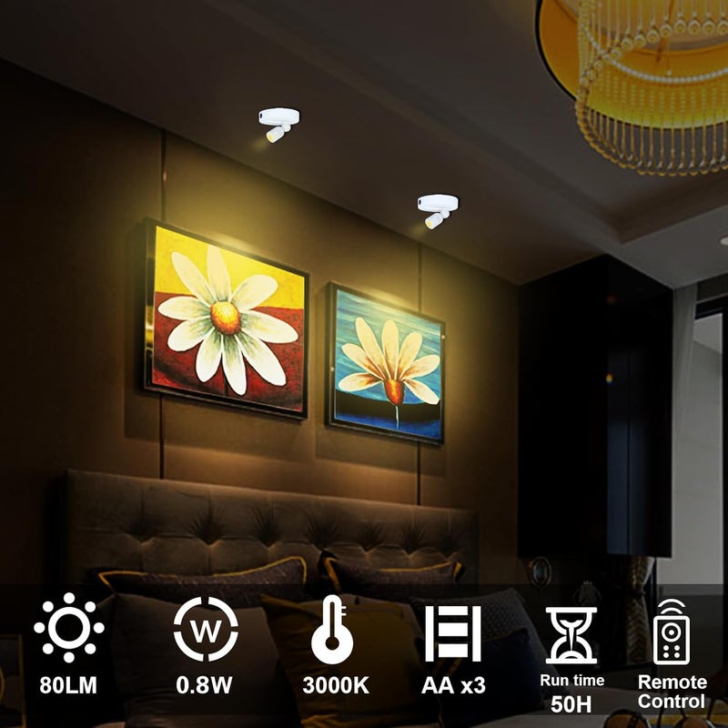 HAMVIDNE LED Spotlight, Battery Operated Spotlights with Remote, Up Lighting for Indoor Plants, Dimmable Tree Spotlight, Picture Lights for Wall Art Display Dartboard Painting Artwork Accent Frames - Image 4